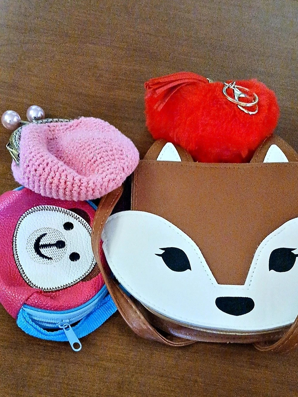 Cute Lot Of Pretty Change Purses, Fox Purse And A Stuffie Heart ❤️ Keychain !